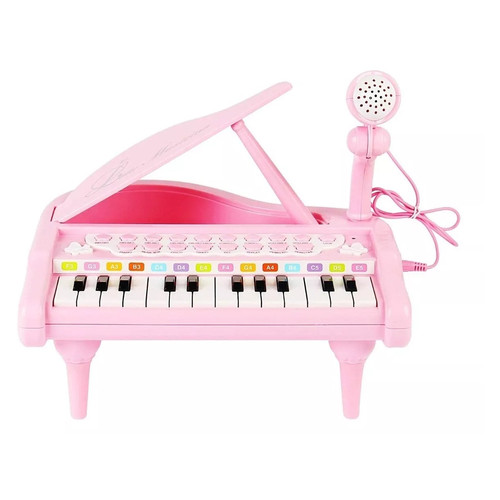 Дитяче піаніно синтезатор Baoli Маленький музикант з мікрофоном 24 рожевий клавіші фото №2