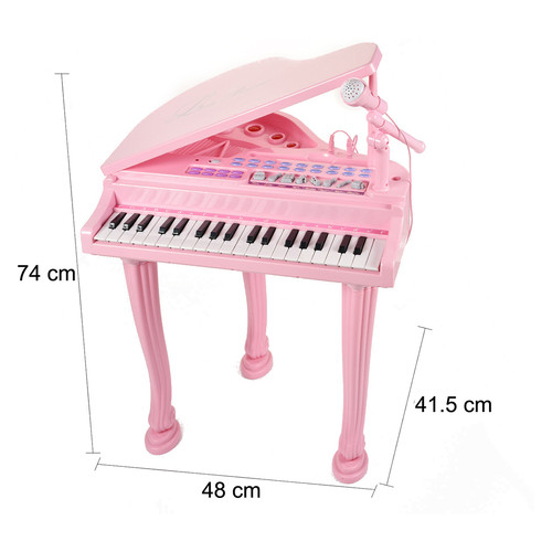 Дитяче піаніно синтезатор Baoli Маленький музикант з мікрофоном і стільцем 37 рожевий клавіш фото №3