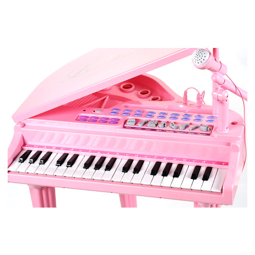 Дитяче піаніно синтезатор Baoli Маленький музикант з мікрофоном і стільцем 37 рожевий клавіш фото №2