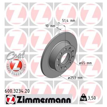 Гальмівний диск ZIMMERMANN 600.3234.20 фото №1