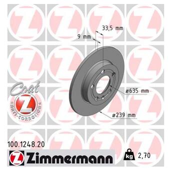 Гальмівний диск ZIMMERMANN 100.1248.20 фото №1