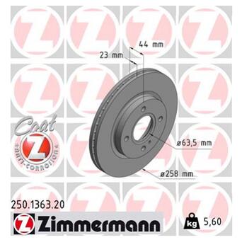 Гальмівний диск ZIMMERMANN 250.1363.20 фото №1