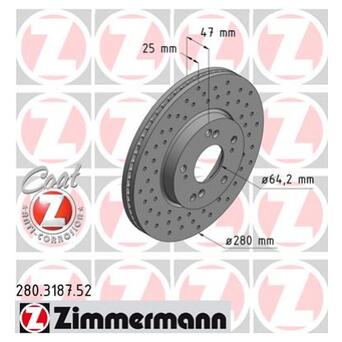 Гальмівний диск ZIMMERMANN 280.3187.52 фото №1