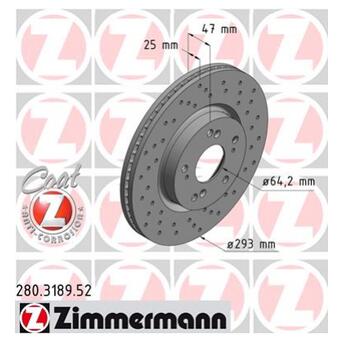 Гальмівний диск ZIMMERMANN 280.3189.52 фото №1