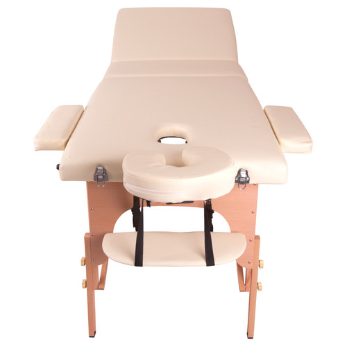 Масажний стіл inSPORTline Japane 3-Piece Wooden - кремово-жовтий (9408-1) фото №3