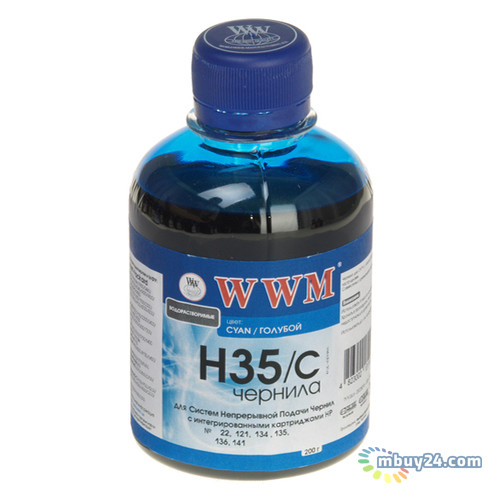 Чорнило водорозчинні для СНПЧ WWM HP №22 / 134/121 200г Cyan (H35 / C) (G225731) фото №1