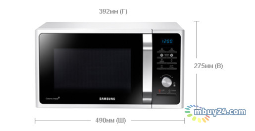 Микроволновая печь с грилем Samsung MG23F301TCW/BW фото №3