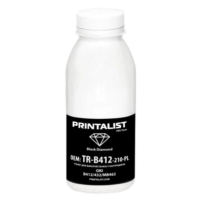 Тонер Printalist OKI B412/432/MB462 пляшка 210г Black (TR-B412-210-PL) фото №1