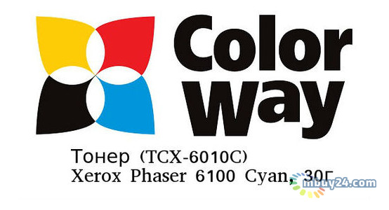 Тонер ColorWay (TCX-6010C) Xerox Phaser 6100 Cyan, 30г фото №1