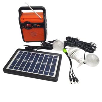 Переносний акумуляторний ліхтар – Power Bank з функцією радіо та Bluetooth із сонячною панеллю на 9V, 3 лампочками EASY POWER EP-371B Чорно-цегляний (24433-EP-371B_1258) фото №3