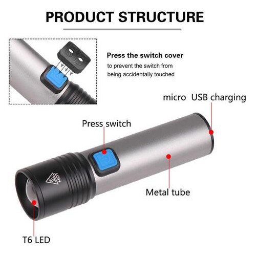 Ліхтарик акумуляторний BL K31 USB charge 6811 (77703165) фото №1