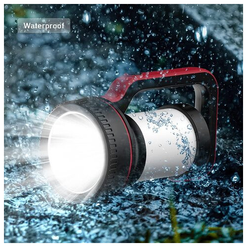 Світильник акумуляторний ліхтар прожектор повербанк Decovolt чорно-червоний фото №6