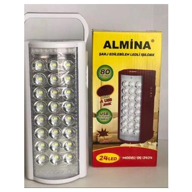 Ліхтар кемпінговий переносний аварійне освітлення з функцією Power bank Almina DL-2424 24 LED, акумуляторна лампа 6V 3Ah Білий фото №1