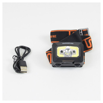 Налобний LED COB ліхтар Superfire X30, що перезаряджається, з датчиком руху і потужністю 5 Вт фото №4