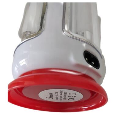 Ліхтар кемпінговий акумуляторний портативний LED на 4 лампи червоний 7788 фото №4