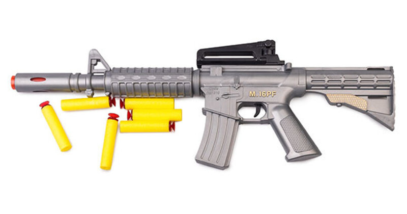 Іграшковий автомат Golden Gun з м'якими кулями M16 PF сірий (910GG) фото №1