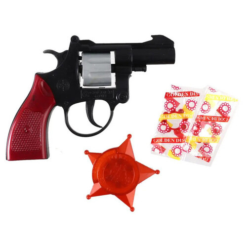 Іграшковий револьвер з пістонами та значком Golden Gun DENA 238GG фото №2