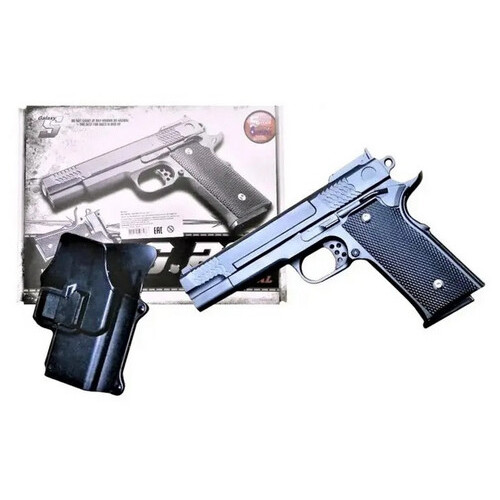 Дитячий пістолет на кульках Galaxy G20 Браунінг (Browning HP) чорний з кобурою фото №1