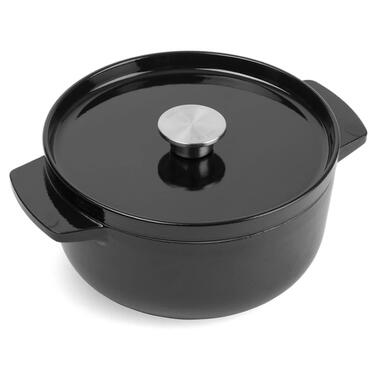 Каструля чавунна з кришкою KitchenAid, 22 см, 3,3 л, чорна (CC006058-001) фото №1