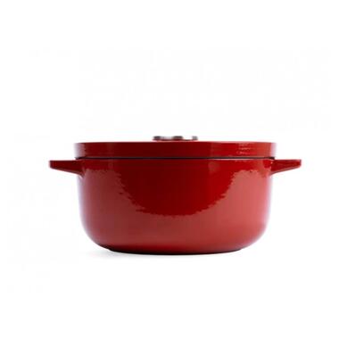 Каструля чавунна з кришкою KitchenAid, 26 см, 5,2 л, червона (CC006060-001) фото №4