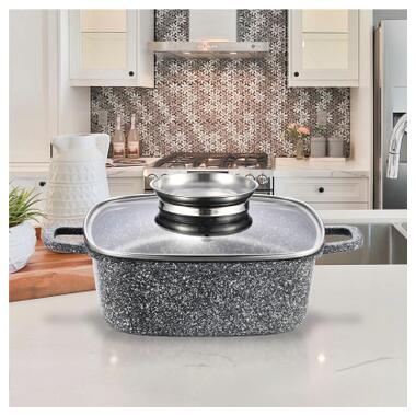 Кастрюля Gusto квадратная покрытие Ceramic Snow 3,5 л (GT-2704-22) фото №2