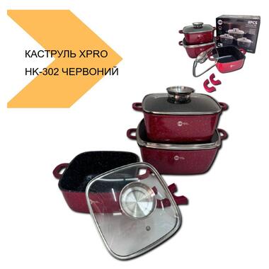 Набор кастрюль с гранитным антипригарным покрытием XPRO HK-302 красный 41922-HK-302 КРАСНЫЕ_1894 фото №2