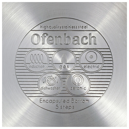 Кастрюля Ofenbach 16*9,5 cм з нержавіючої сталі з кришкою (100511) фото №7