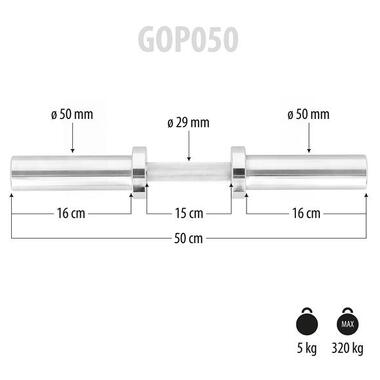 Олімпійська штанга  50 см, диам. 50 мм GOP050 (17-60-027) фото №6