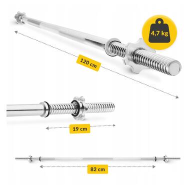 Гриф для штанги прямий 4FIZJO 120 см 25 мм (P-5905973401128)  фото №11