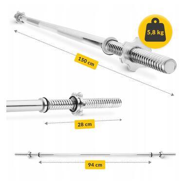 Гриф для штанги прямий 4FIZJO 150 см 25 мм (P-5905973401142)  фото №4