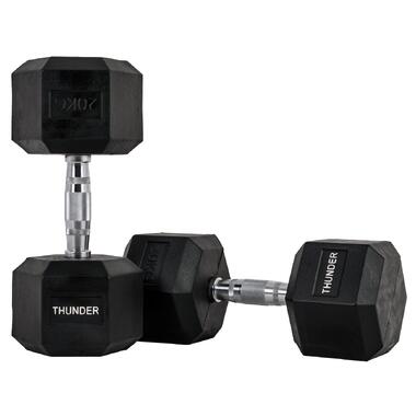 Гантель шестигранна 20 кг THUNDER (HEXAGONAL-DUMBBELLS-20KG) фото №1
