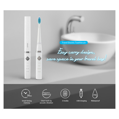 Електрична зубна щітка Seago SG-515 Travel White фото №3