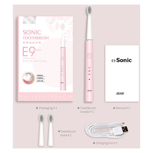 Електрична зубна щітка Seago E9 Slim Pink фото №5