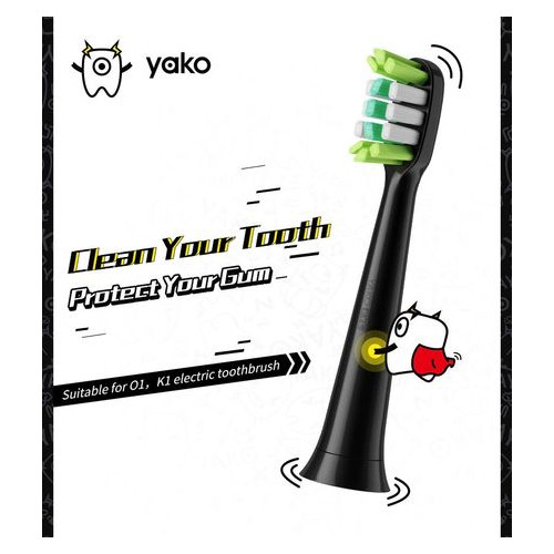 Насадки для електричної зубної щітки YAKO FLY Чорні (2 шт) фото №6