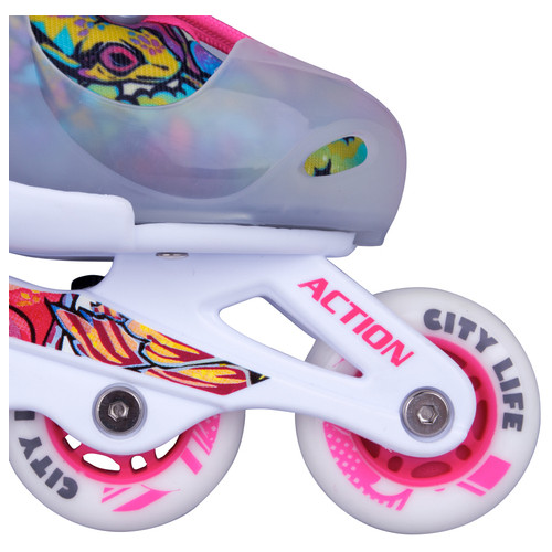 Дитячі регульовані роликові ковзани Action Doly з освітленими колесами - розмір S 30-33, рожеві (13779-S-1) фото №5