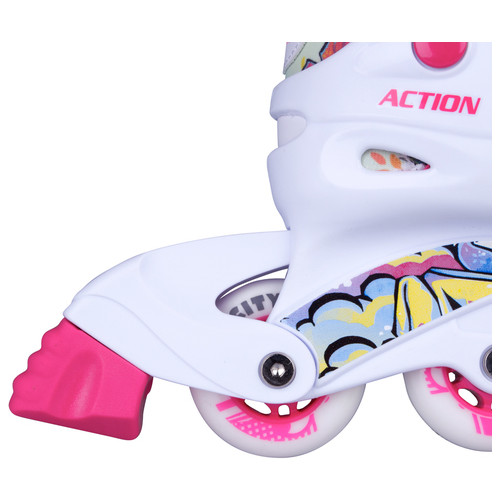 Дитячі регульовані роликові ковзани Action Doly з освітленими колесами - розмір S 30-33, рожеві (13779-S-1) фото №7