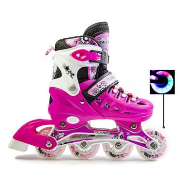 Дитячі роликові ковзани Scale Sports LED LF 905 рожеві (розмір 34-37) (1516215648-M) фото №2