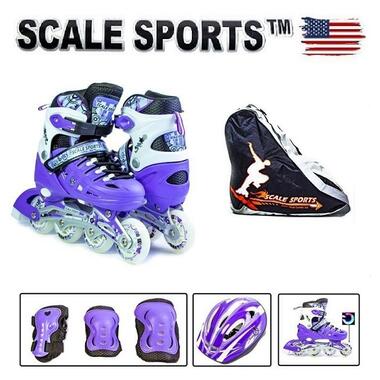 Набір роликів із захистом Scale Sports LED Фіолетовий (розмір 34-37) + сумка (LFC905MVIOLET) фото №5