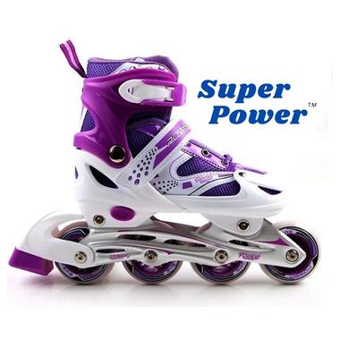 Дитячі ролики роликові ковзани Super Power PU Violet Фіолетовий (розмір 34-37) (1034219653-M) фото №5