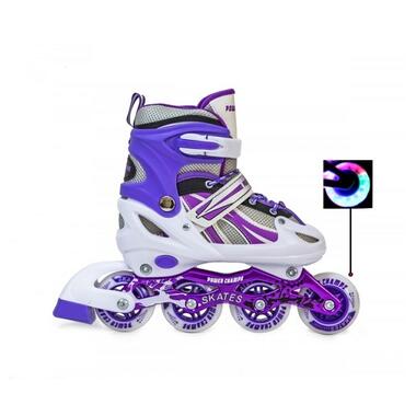 Дитячий комплект ролики із захистом та шоломом LED Power Champs Фіолетовий (розмір 34-37) + сумка (1478667763) фото №4