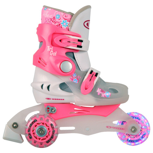 Дитячі ролики WORKER TriGo Skate LED – з освітленими колесами - розмір XS 26-29/Pink (13365-XS-1) фото №1