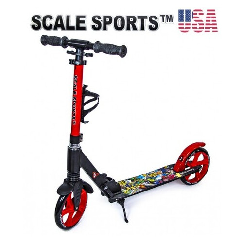 Самокат Scale Sports Elite (SS-15) красный + Led фонарик фото №1