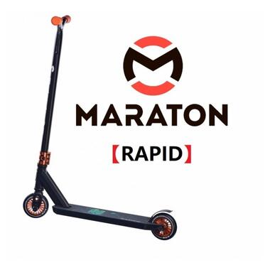 Самокат для трюків Maraton Rapid Чорно-жовтогарячий (HIC, PEG) + LED-ліхтарик (Rapid-O) фото №3