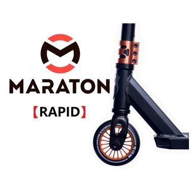 Самокат для трюків Maraton Rapid Чорно-жовтогарячий (HIC, PEG) + LED-ліхтарик (Rapid-O) фото №4