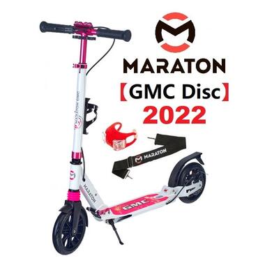 Самокат Maraton GMC Disc 2022 Біло-рожевий + LED-ліхтарик, Тримач (GMC-Pink) фото №14