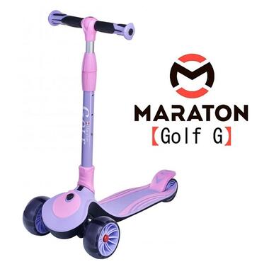 Дитячий триколісний самокат Maraton Golf G Бузковий + LED-ліхтарик (Golf G-L) фото №1