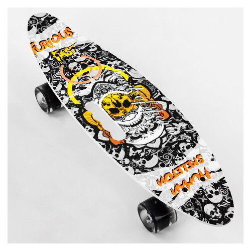 Скейт Пенні з ручкою Best Board Human Skeleton, PU колеса, що світяться. (04561) фото №1