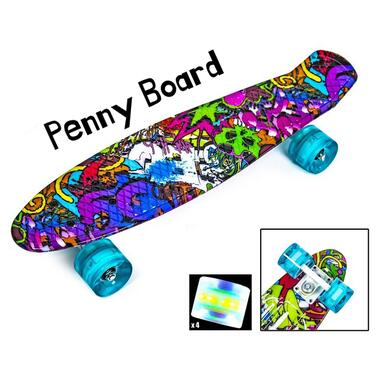 Пенні Борд Penny Board 22 Graffiti Violet Графіті фіолетовий (Світяться колеса) (367562131) фото №3