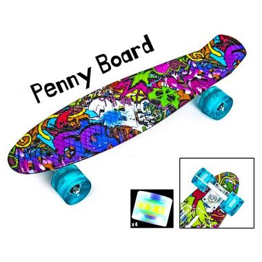 Пенні Борд Penny Board 22 Graffiti Violet Графіті фіолетовий (Світяться колеса) (367562131) фото №2
