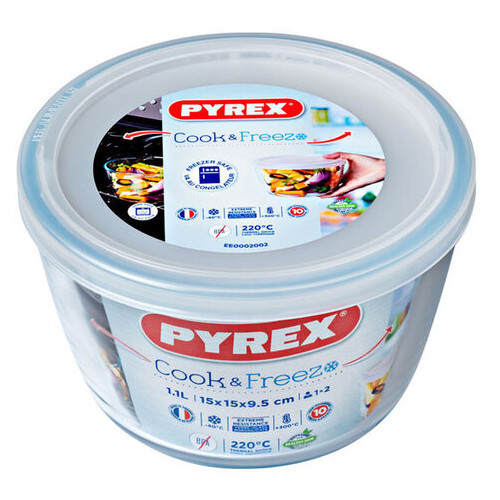 Форма Pyrex Cook&Freez із кришкою скляна кругла 15х9см 1.1л (154P001) фото №3